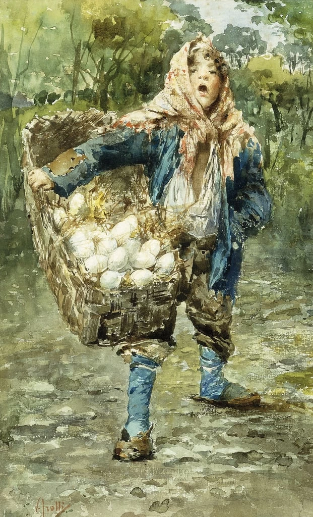 Giovane venditore di uova